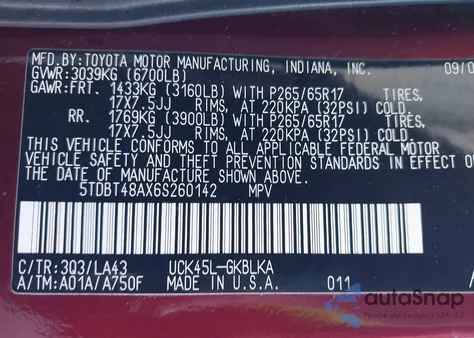 2006 Toyota Sequoia Limited V8 from USA, damaged, VIN 5TDBT48AX6S260142